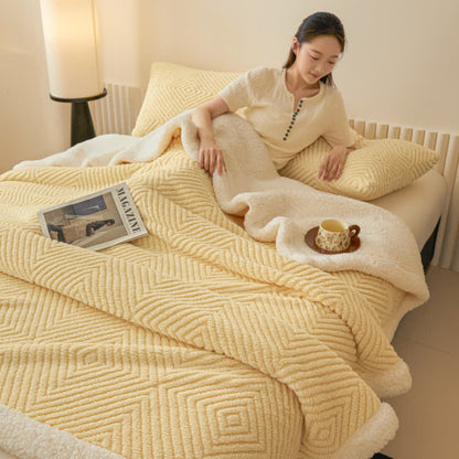 Geometric Diamond Coral Fleece Throw Blanket - image 5