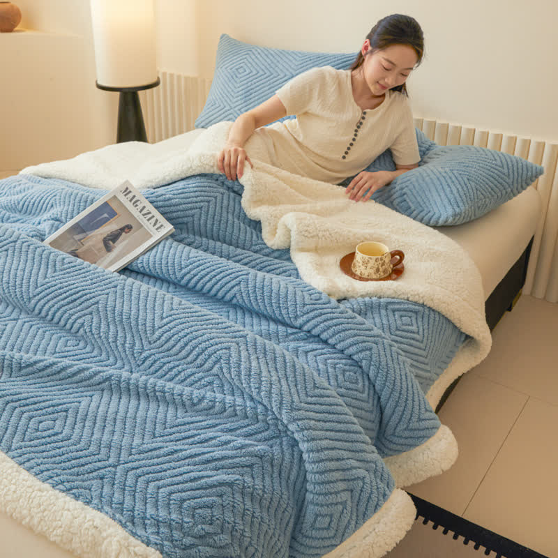 Geometric Diamond Coral Fleece Throw Blanket - image 18