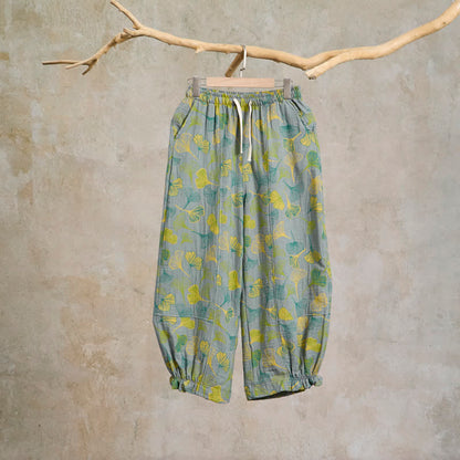 Green Ginkgo Leaf Cotton Pajama Pants - Light Gray - XXL - image 5