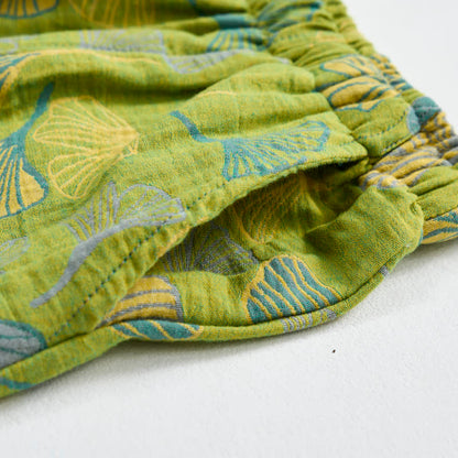 Green Ginkgo Leaf Cotton Pajama Pants - image 3