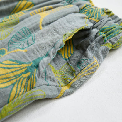 Green Ginkgo Leaf Cotton Pajama Pants - image 8