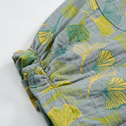 Green Ginkgo Leaf Cotton Pajama Pants - image 9