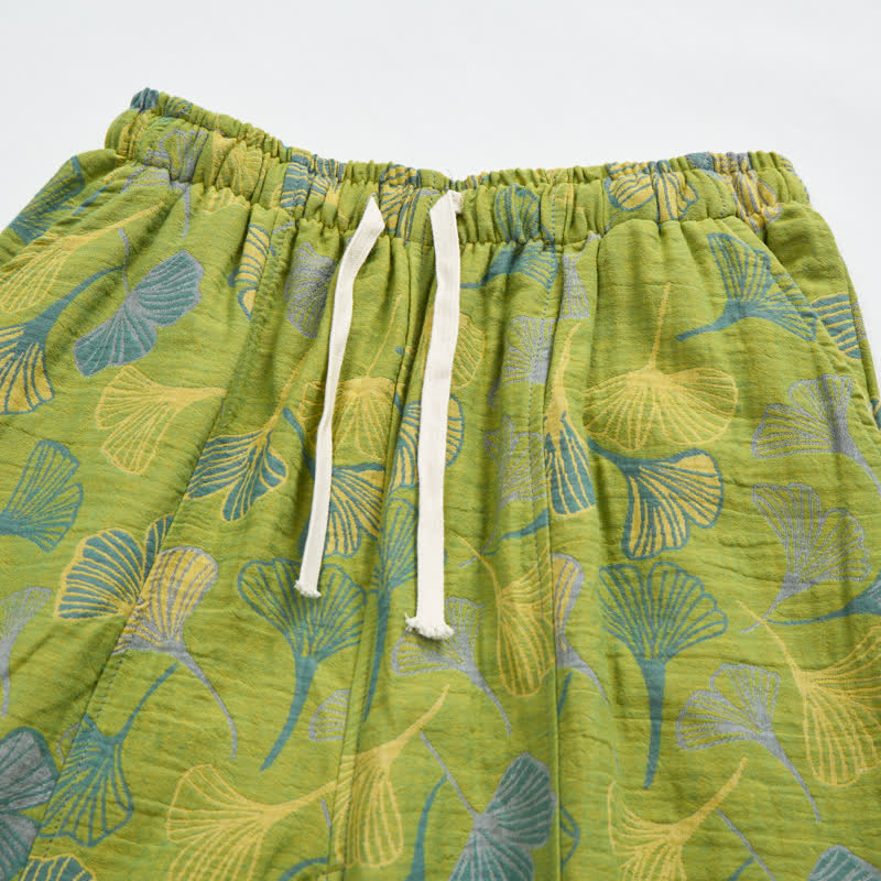 Green Ginkgo Leaf Cotton Pajama Pants - image 2