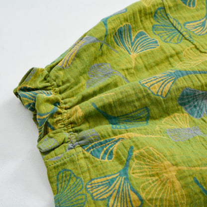 Green Ginkgo Leaf Cotton Pajama Pants - image 4