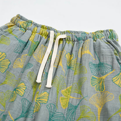Green Ginkgo Leaf Cotton Pajama Pants - image 7