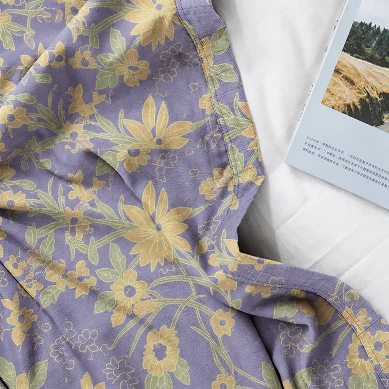 Pastoral Floral Jacquard Kimono Cotton Robe - image 17