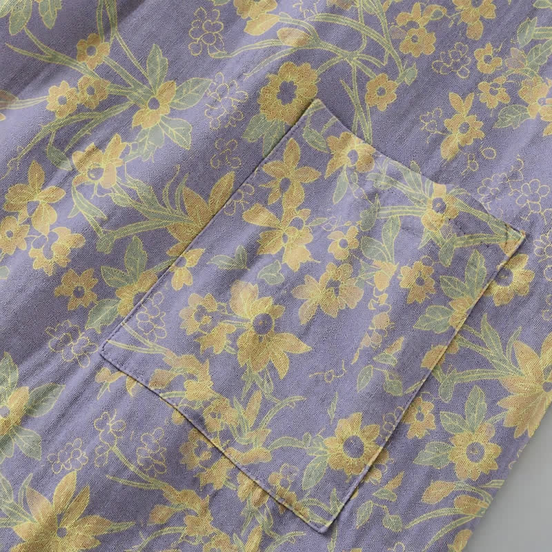 Pastoral Floral Jacquard Kimono Cotton Robe - image 15