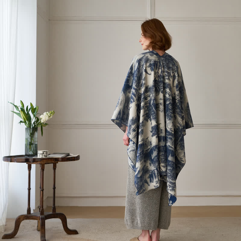 Vintage Jungle Toile Poncho Shawl Wrap - image 4