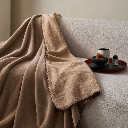 Minimalist Dual-Sided Sherpa Fleece Throw Blanket - image 2