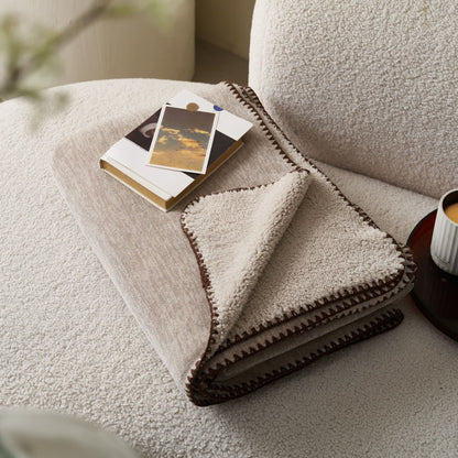 Minimalist Dual-Sided Sherpa Fleece Throw Blanket - image 10