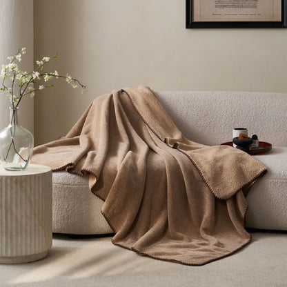 Minimalist Dual-Sided Sherpa Fleece Throw Blanket - Brown - 79"W x 90"L - image 0