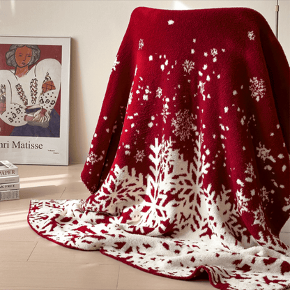Christmas Red Snowflake Throw Blanket - image 1