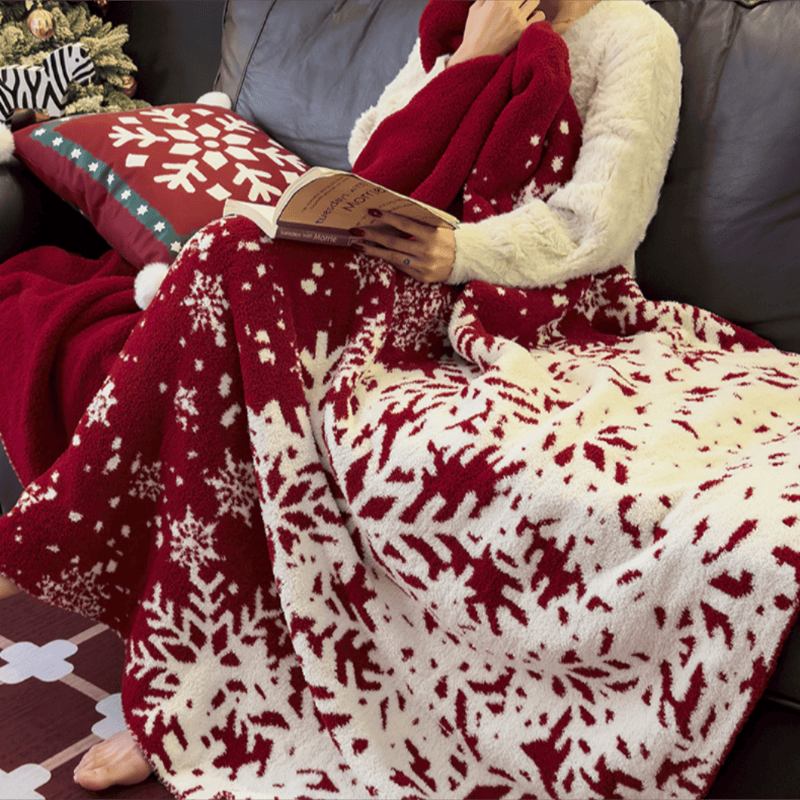 Christmas Red Snowflake Throw Blanket - image 3