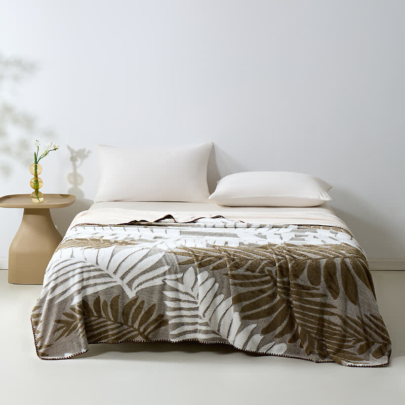 Modern Botanical Fleece Throw Blanket - Brown - 79"W x 90"L - image 15