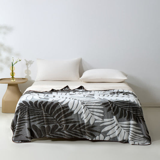Modern Botanical Fleece Throw Blanket - Gray - 79"W x 90"L - image 0