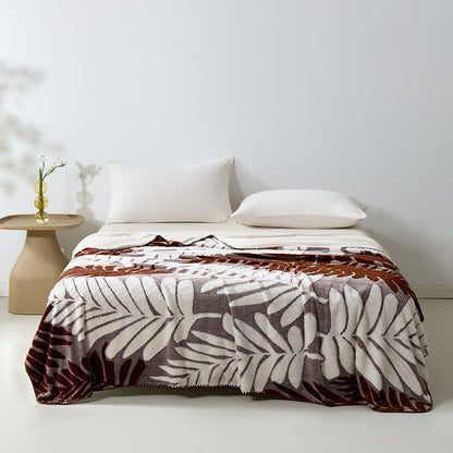 Modern Botanical Fleece Throw Blanket - Caramel Brown - 79"W x 90"L - image 30