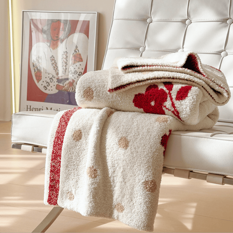 White Bow & Cherry Jacquard Throw Blanket - image 4