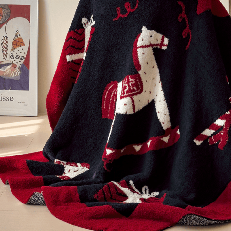 Christmas Rocking Horse Jacquard Throw Blanket - image 6