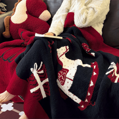 Christmas Rocking Horse Jacquard Throw Blanket - image 3