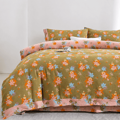 Crabapple Blossom Cotton Duvet Cover Bedding Set - image 1