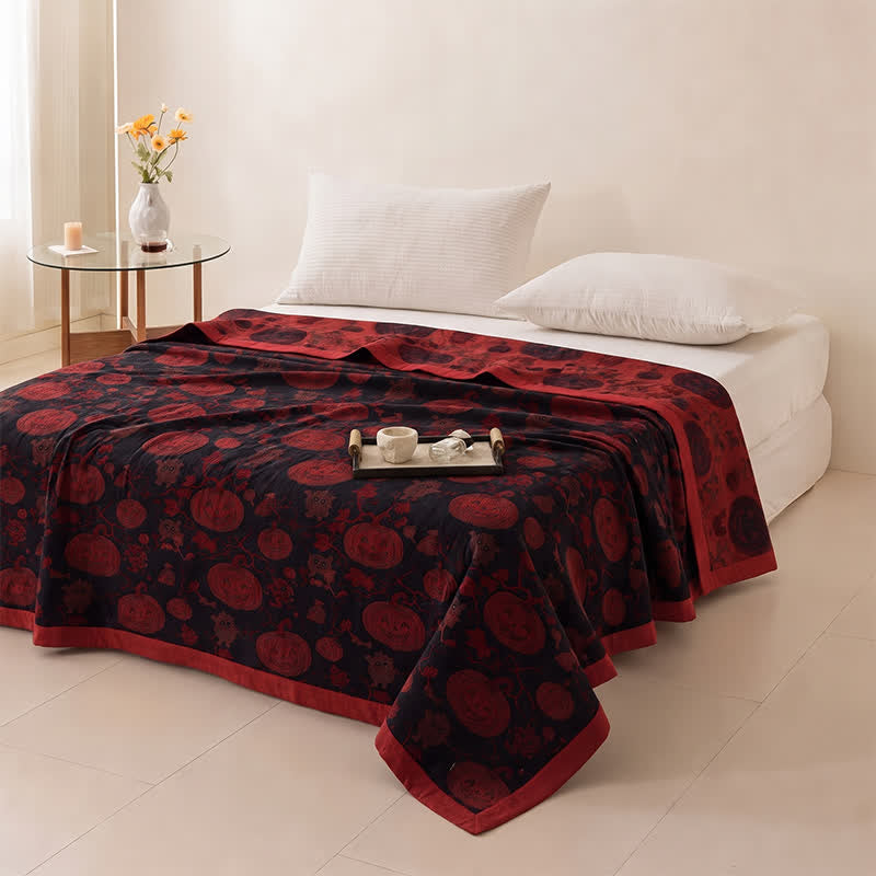 Burgundy Pumpkin Halloween Reversible Cotton Blanket - image 8