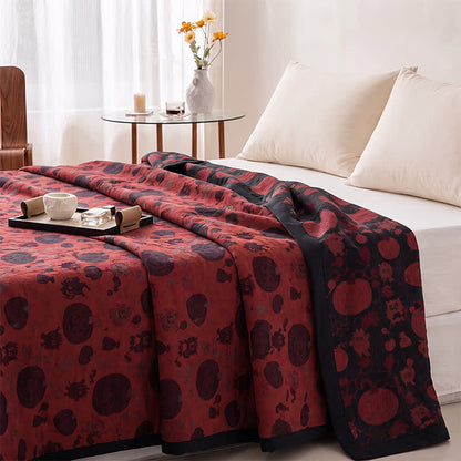 Burgundy Pumpkin Halloween Reversible Cotton Blanket - image 2