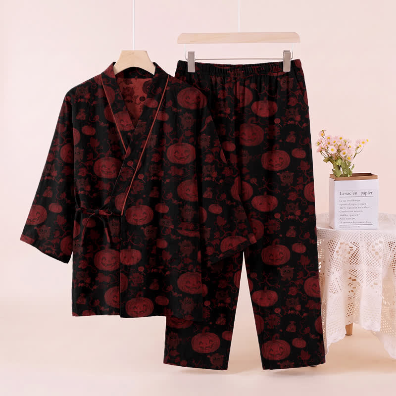 Halloween Pumpkin Cotton Kimono Pajama Set - image 7