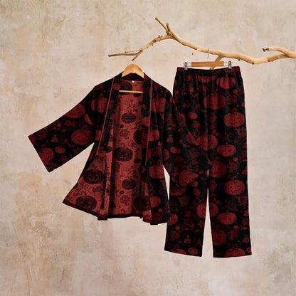 Halloween Pumpkin Cotton Kimono Pajama Set - image 10