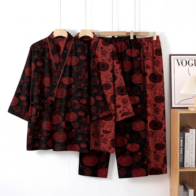 Halloween Pumpkin Cotton Kimono Pajama Set - image 8