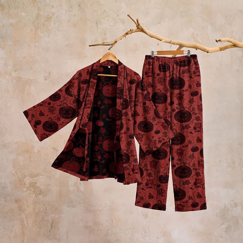 Halloween Pumpkin Cotton Kimono Pajama Set - image 4