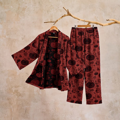 Halloween Pumpkin Cotton Kimono Pajama Set - image 4
