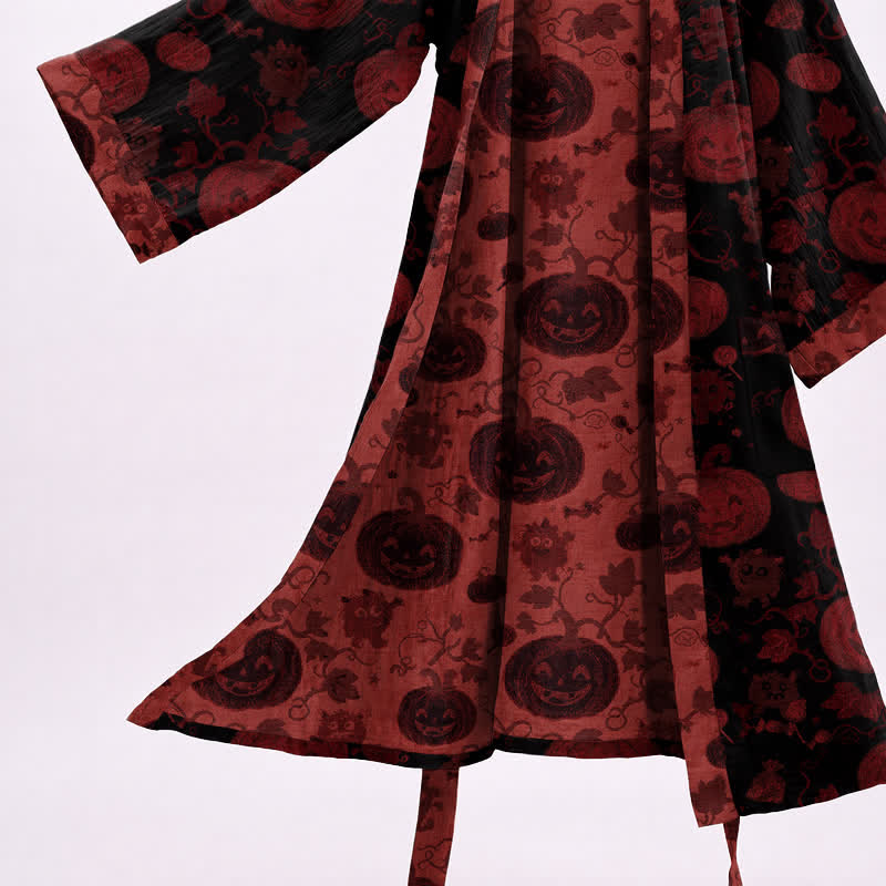 Red-Black Halloween Monster Cotton Kimono Robe - image 8