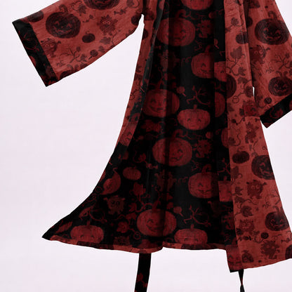Red-Black Halloween Monster Cotton Kimono Robe - image 3