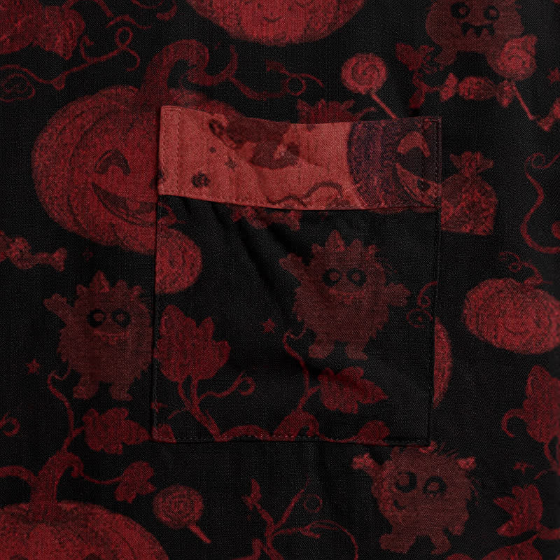 Red-Black Halloween Monster Cotton Kimono Robe - image 9
