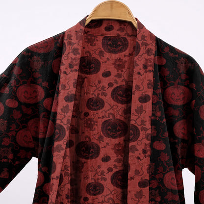 Red-Black Halloween Monster Cotton Kimono Robe - image 7