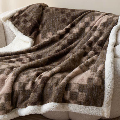 Double-Layer Sherpa Checkerboard Throw Blanket - image 4