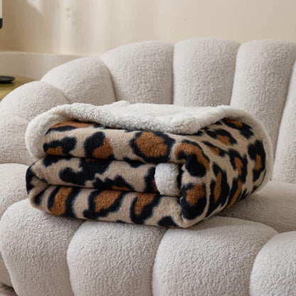 Classic Leopard Fluffy Sherpa Throw Blanket - 79"W x 90"L - image 0