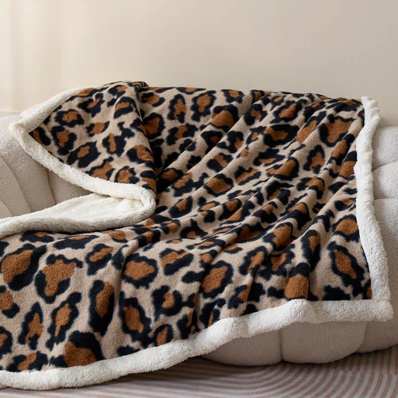 Classic Leopard Fluffy Sherpa Throw Blanket - image 3
