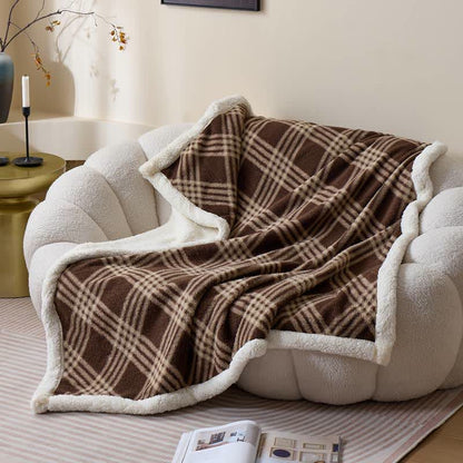 Plaid Grid Plush Fleece Throw Blanket - image 2