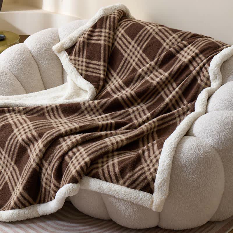 Plaid Grid Plush Fleece Throw Blanket - image 3