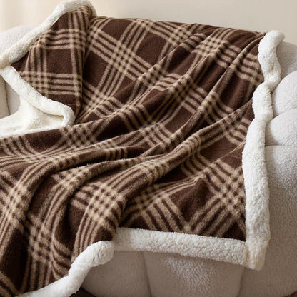 Plaid Grid Plush Fleece Throw Blanket - image 5