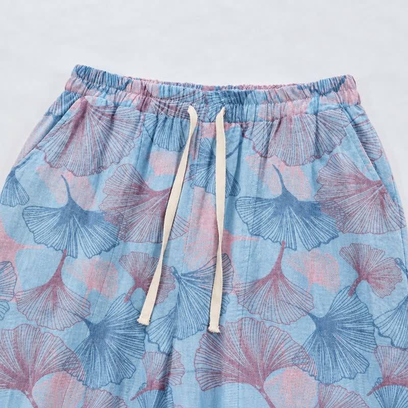 Vintage Ginkgo Leaf Cotton Lounge Pants - image 2