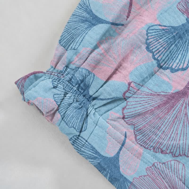 Vintage Ginkgo Leaf Cotton Lounge Pants - image 3