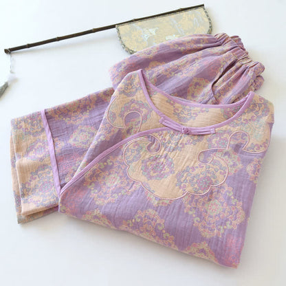 Vintage Oriental Cotton Gauze Lounge Set - image 2