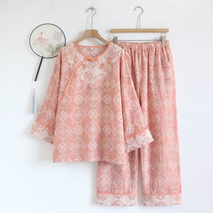 Vintage Oriental Cotton Gauze Lounge Set - Pink - XL - image 12