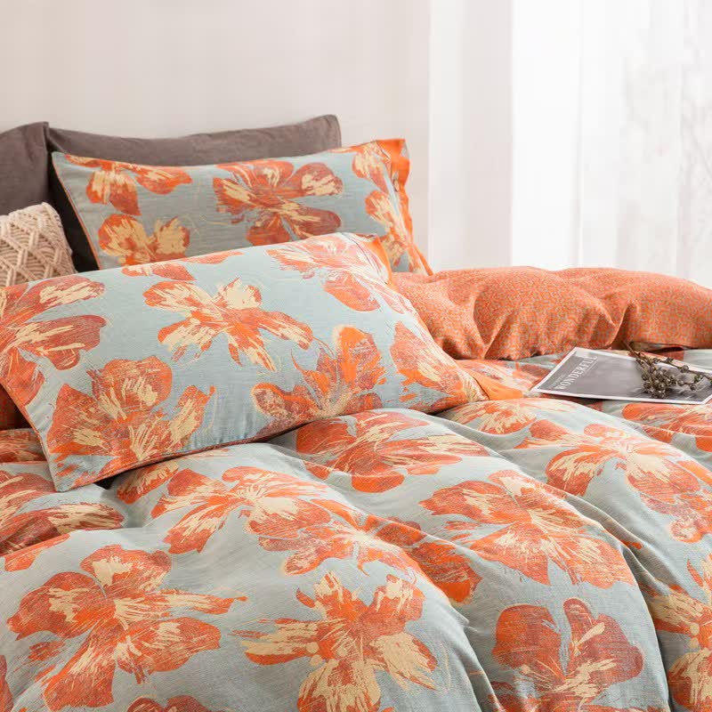 Artistic Flower Cotton Duvet Cover Bedding Set - image 2