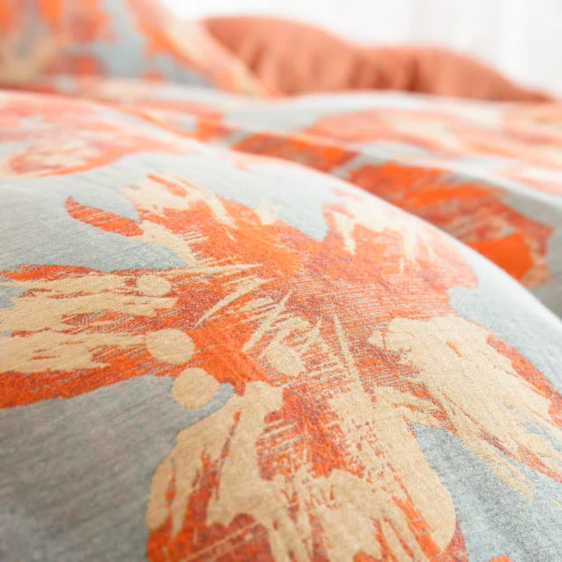 Artistic Flower Cotton Duvet Cover Bedding Set - image 7