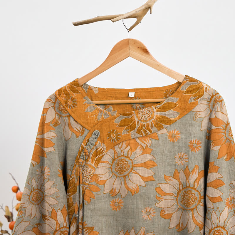 Oriental Sunflower Cotton Pajama Set - image 7
