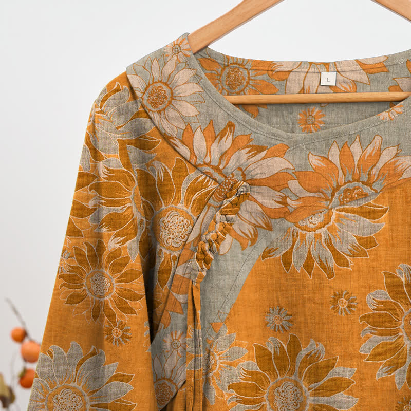 Oriental Sunflower Cotton Pajama Set - image 2