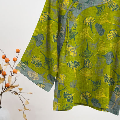 Oriental Ginkgo Leaf Cotton Pajama Set - image 3